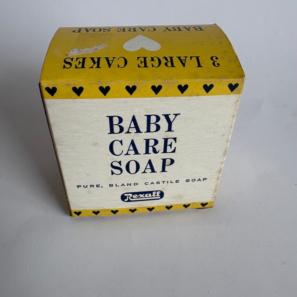 Vintage Rexall Baby Care‎ Soap 3 Large Cakes Pure Castile Soap Original Box
